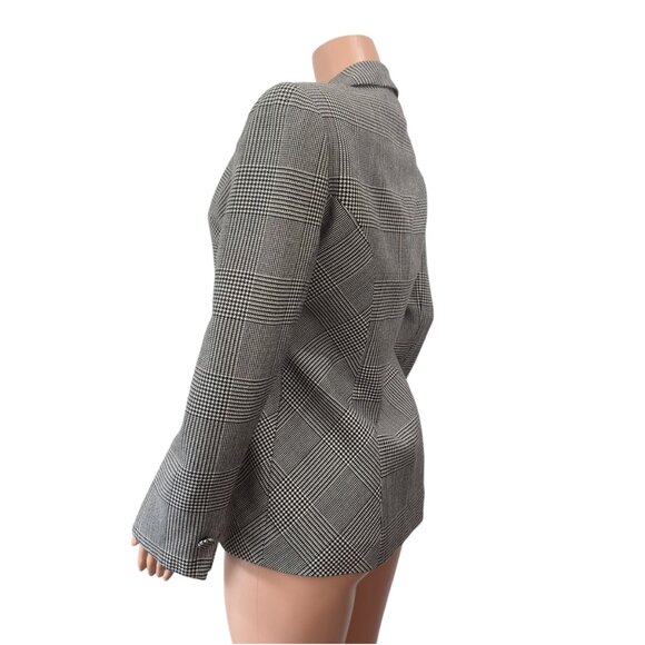 Carlisle Women's Houndstooth Blazer Jacket Size 6 100% Wool & Silk Made In Hong - Picture 7 of 12